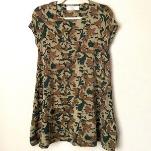 Zara Knit Boho Camo Print Swing Mini Dress